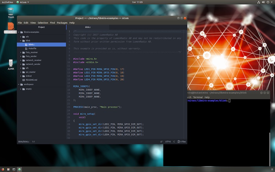 Atom and terminal in Instant Mira